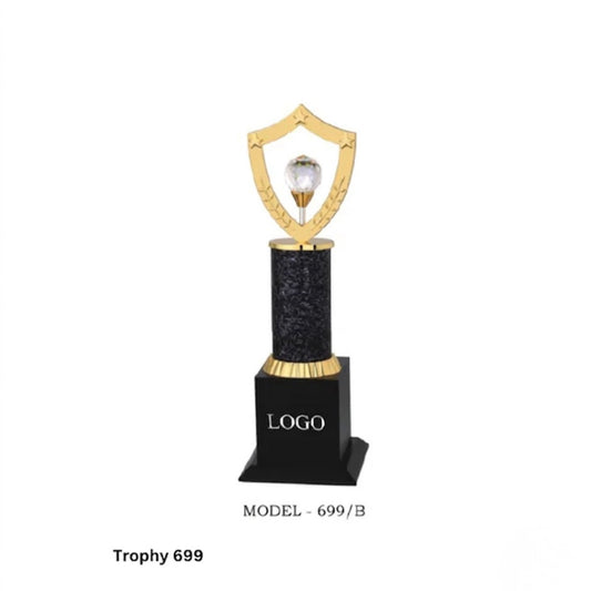 Custom Metal Trophy | Personalized Award – Gold & Grey (10.5/12/13.5 Inches)