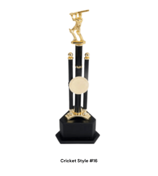 Cricket Style #16 Trophy - Gold Finish, Available in 3 Sizes