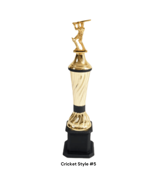 Cricket Style #5 Trophy - Gold Sports Award (46/53/62 cm) | Premium Trophy for Cricket Events