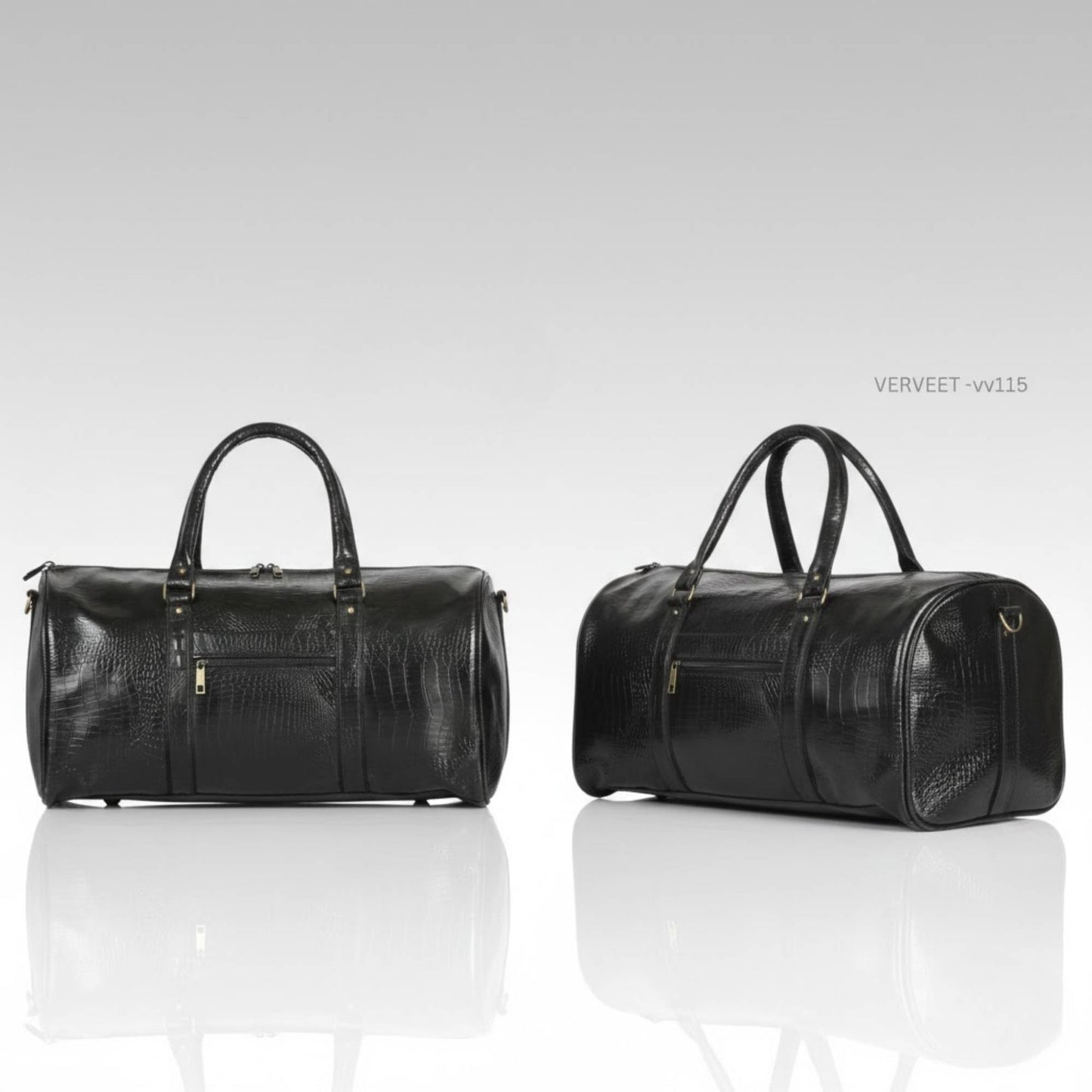 Crocodile texture leather travel bag with premium finish for business travel, gym, and weekend trips