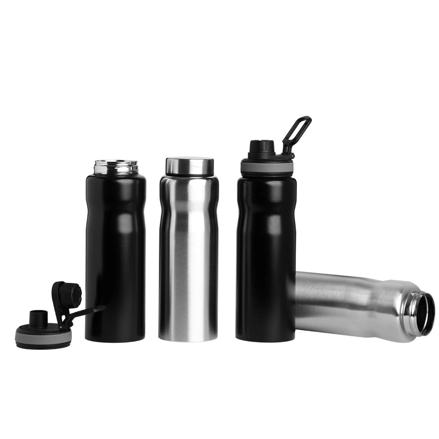 1000ml curvy stainless steel water bottle with sleek design, reusable hydration bottle for office, travel, and corporate gifting