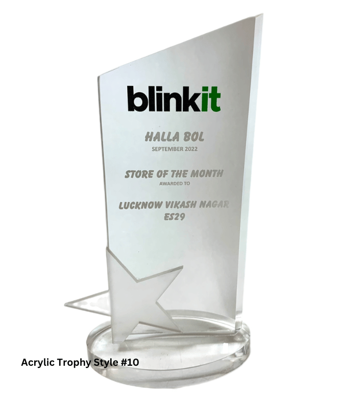 Acrylic Trophy Style #10 | Custom Transparent Acrylic Award