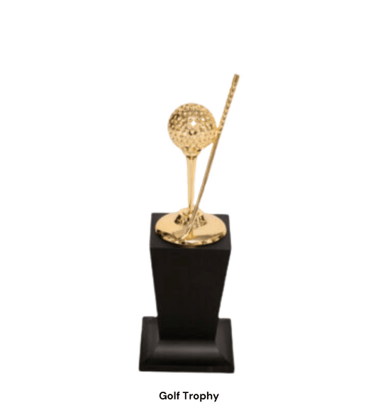 Custom Golf Trophy - Gold Metal Trophy with Box (23/26/31 cm) | Personalized Golf Award