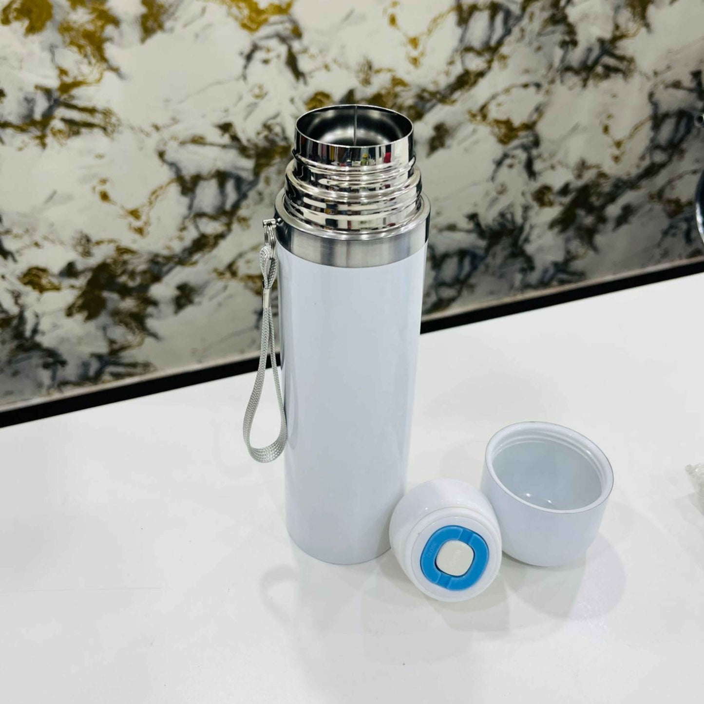 Verveet Customized Stainless Steel Vacuum Flask Bottle | Insulated Thermos with Strap for Hot & Cold Drinks