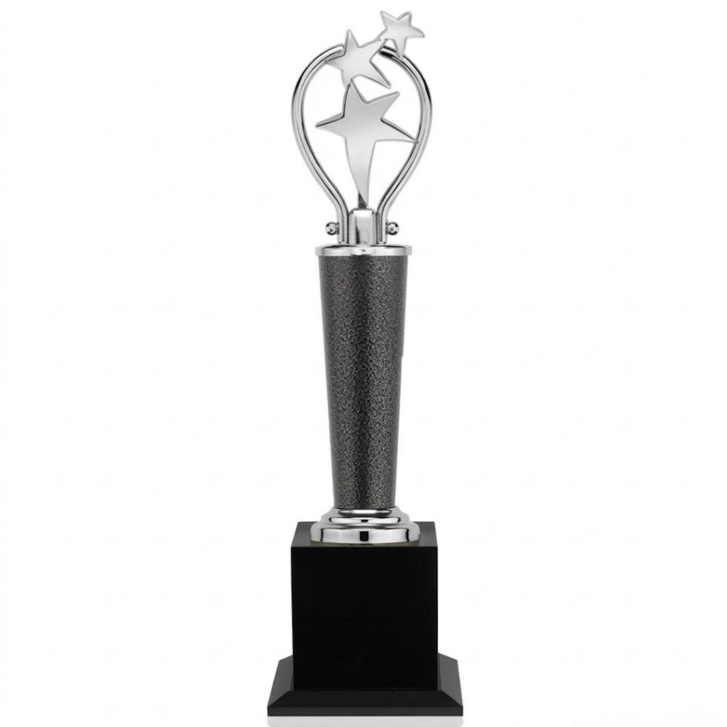 3-Star Trophy with Grey Pillar | Custom Metal Trophy for Corporate & Sports Awards
