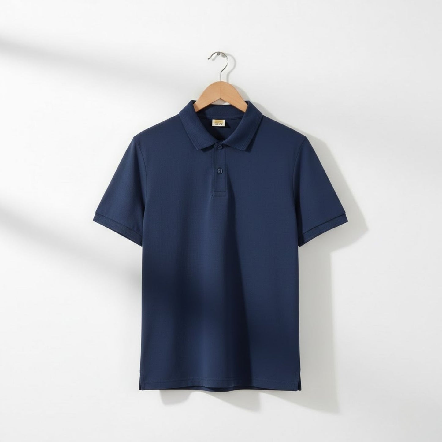 Dot-knit fabric polo T-shirt close-up texture, breathable corporate polo T-shirt material for uniforms and branding