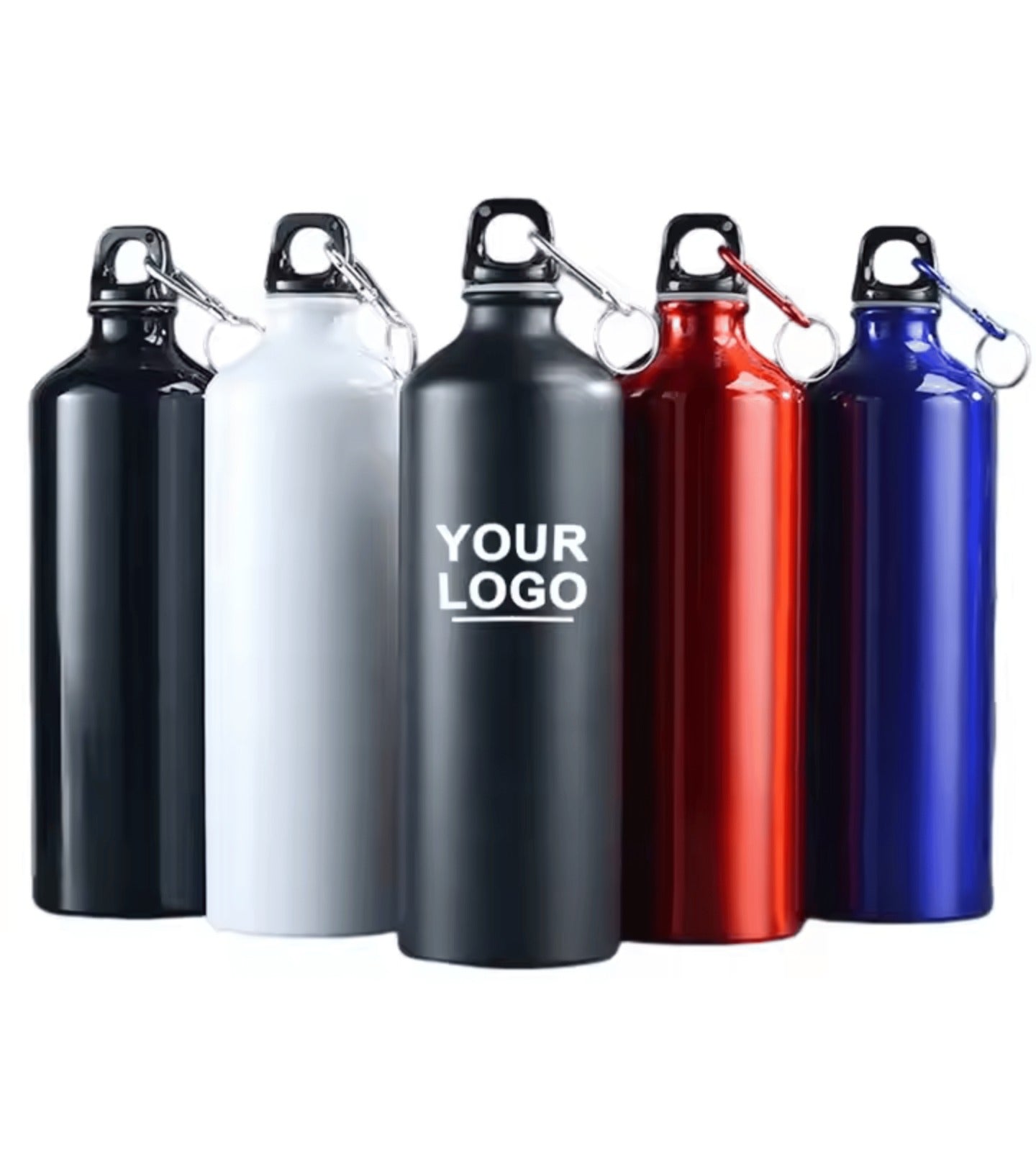 Custom logo aluminum water bottle, ideal business gift, durable and branded for corporate use.