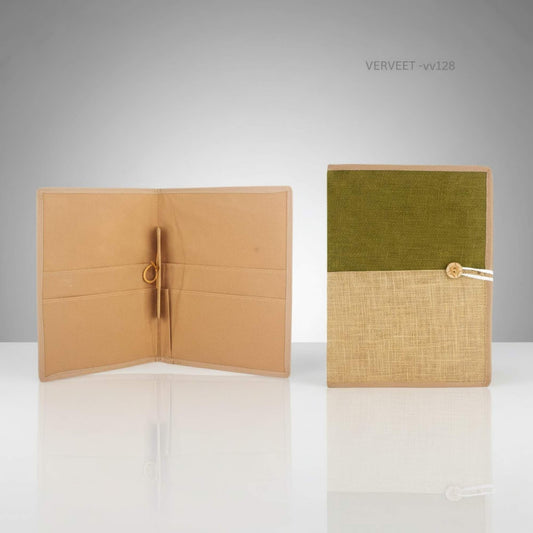 Eco-Friendly Jute Document Folder with Button Closure | Sustainable Office File & Corporate Gift Folder