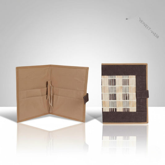 Eco-Friendly Jute Document Folder with Handwoven Fabric Panel | Sustainable Office File Organizer
