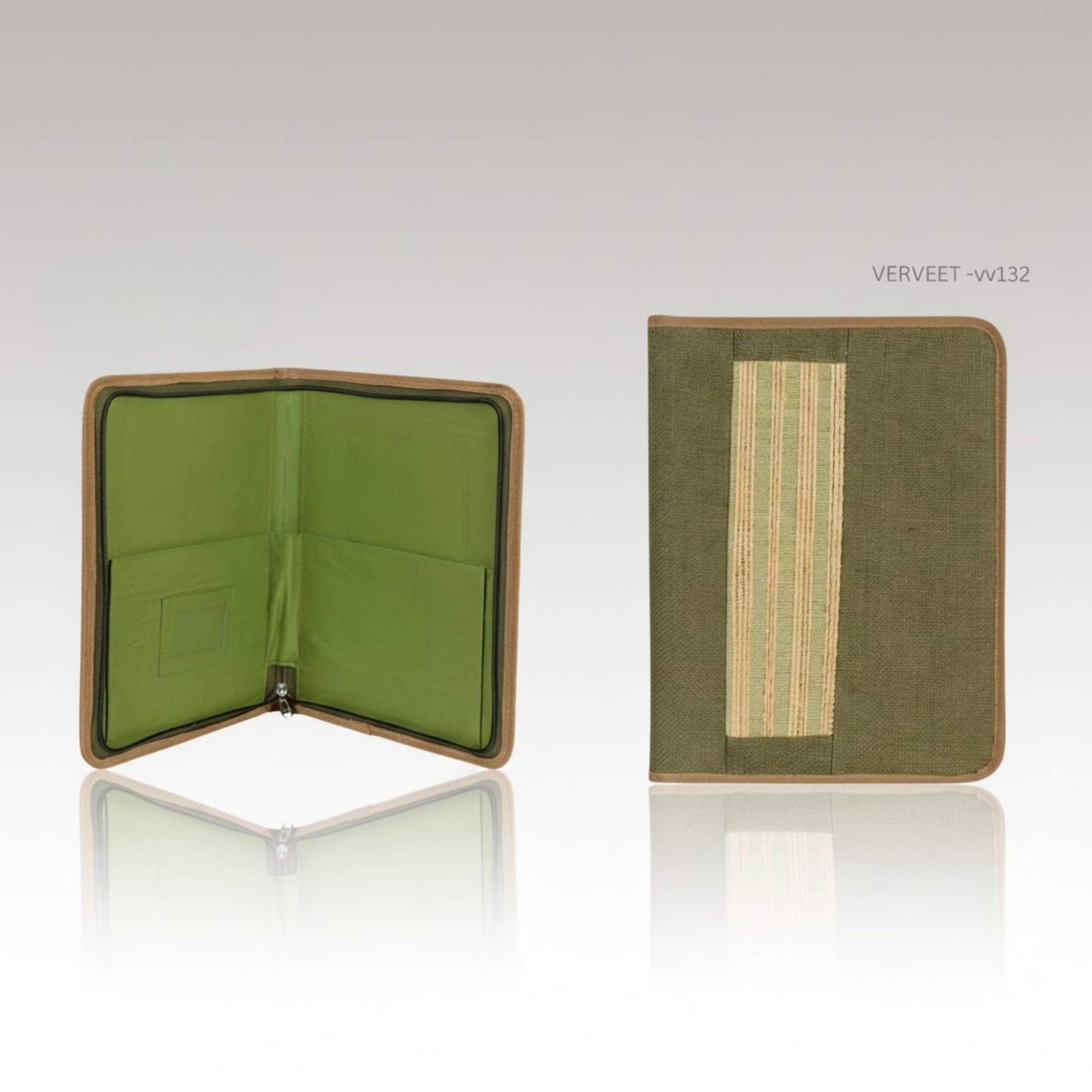 Eco-Friendly Jute File Folder with Zip | Handmade Fabric Document Organizer for Office & Corporate Use