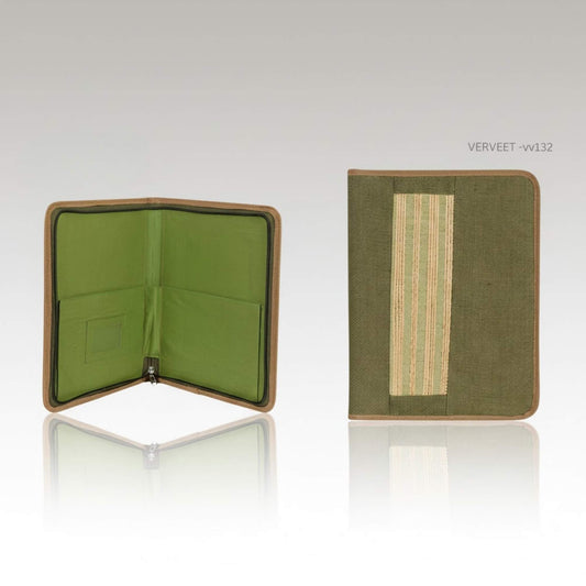 Eco-Friendly Jute File Folder with Zip | Handmade Fabric Document Organizer for Office & Corporate Use
