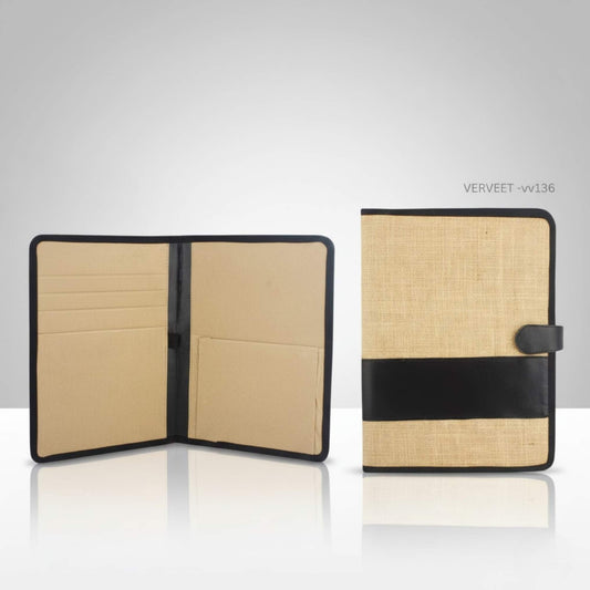 Eco-Friendly Jute File Folder with Inner Pockets | Premium Corporate Document Organizer