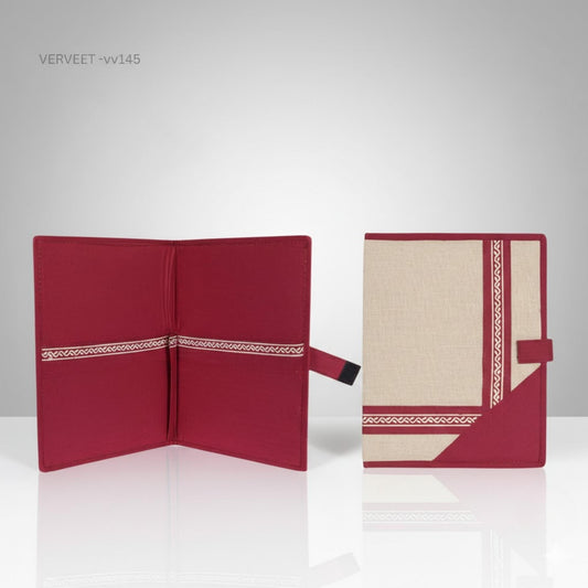 Eco-friendly office file folder with fabric design, reusable document organizer for corporate use and gifting