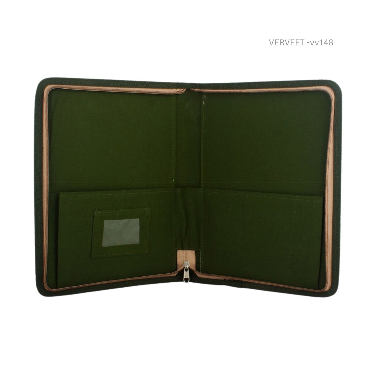 Eco-friendly Warli document folder inside view, handcrafted office file organizer with traditional Indian art design