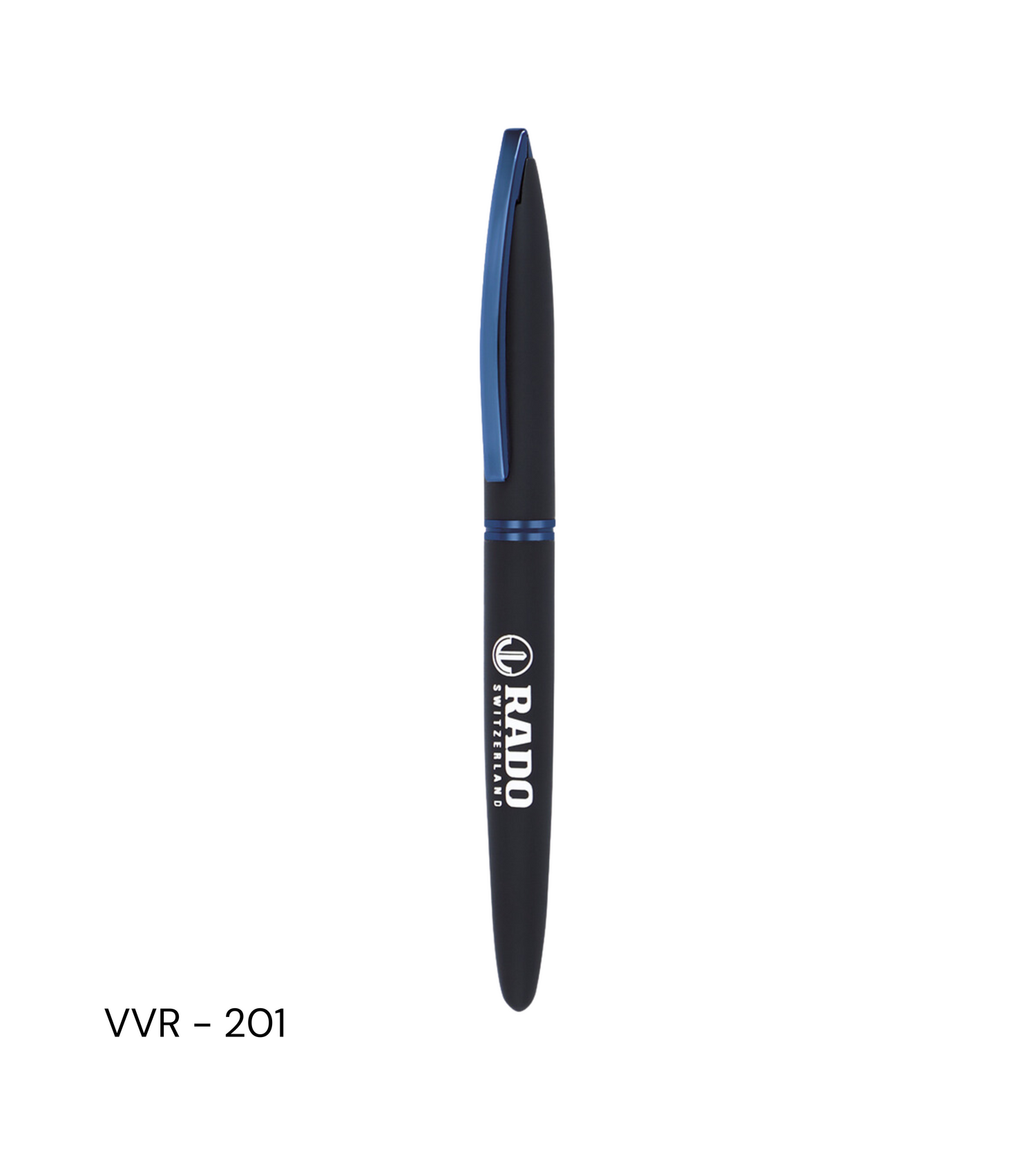 Engraved black matte roller pen VVR201, designed for promotional use, featuring a sleek and professional appearance.