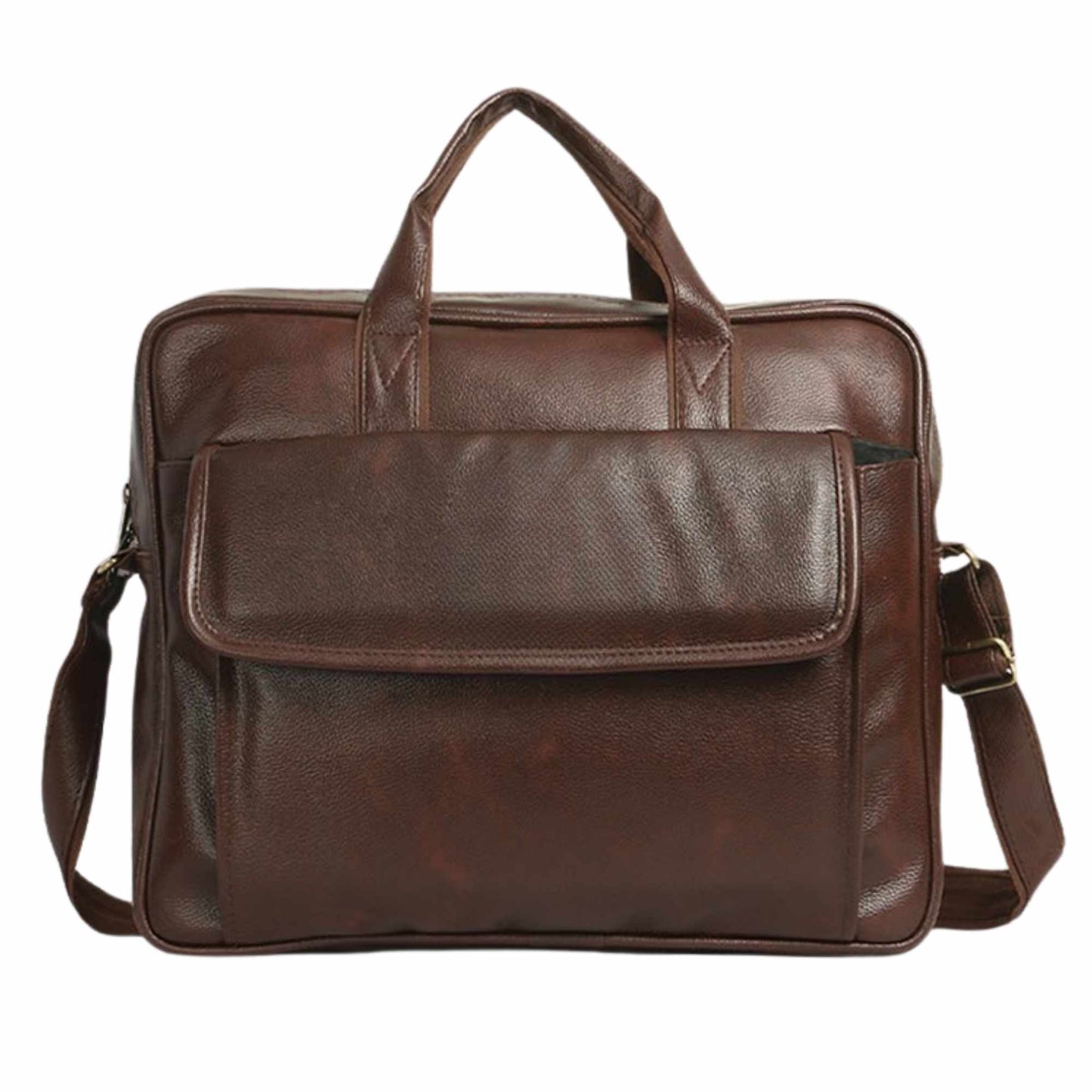 Premium Brown Leather Laptop Bag for Men | Executive Office Briefcase with Shoulder Strap | Professional Business Messenger Bag