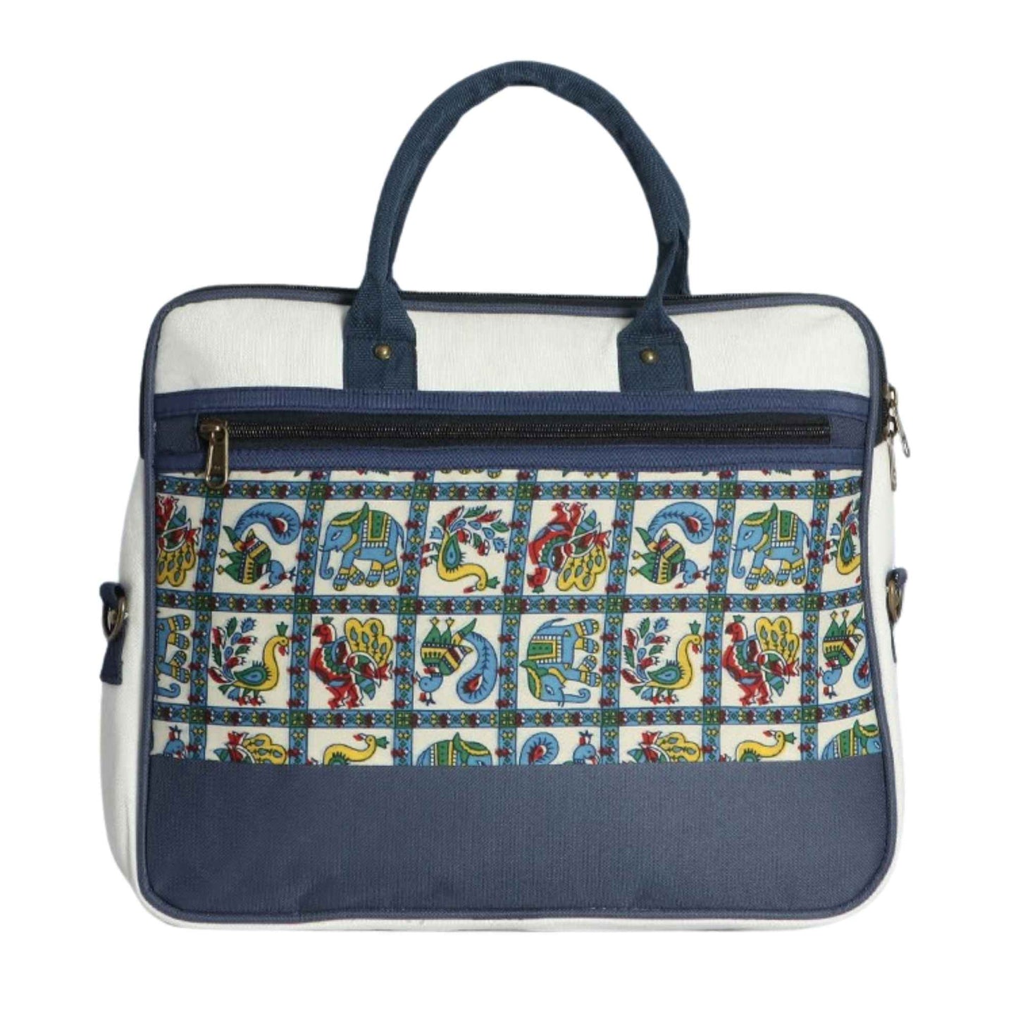 Premium Fabric Laptop Bag with Ethnic Print | Office & Travel Briefcase for Men & Women | Padded Laptop Sleeve