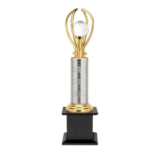 Globe on Silver Pillar Custom Metal Trophy | Premium Awards for Corporate & Sports Events