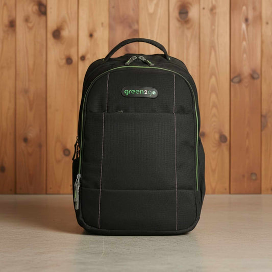 Black Laptop Backpack with Green Accent | Durable Office, College & Travel Bag