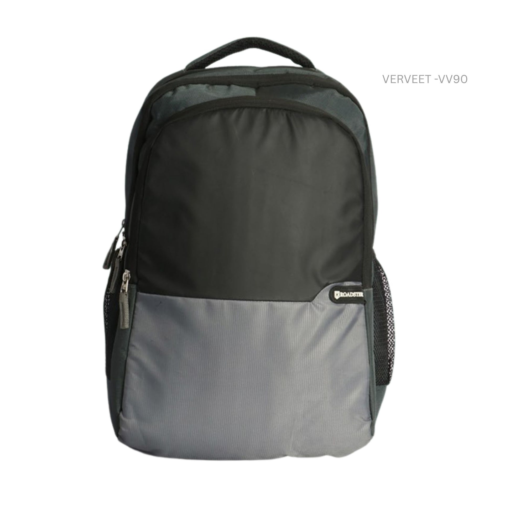 Grey and black corporate backpack with laptop compartment for office, travel, and daily professional use