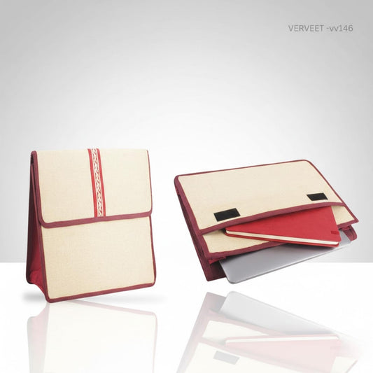 Handcrafted fabric laptop sleeve front view, eco-friendly laptop cover for office use and corporate gifting