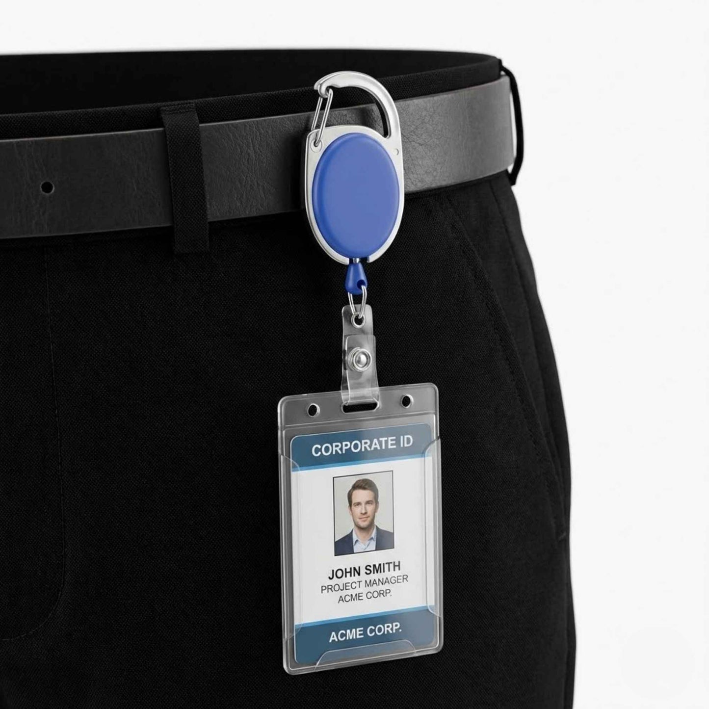 Retractable ID Badge Holder with Carabiner Clip | Heavy Duty ID Card Reel for Office, Corporate, Events & Employees