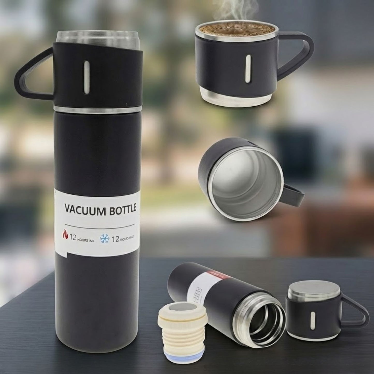 Vacuum Flask Gift Set with Cups | Premium Insulated Bottle Set for Corporate Gifting & Travel