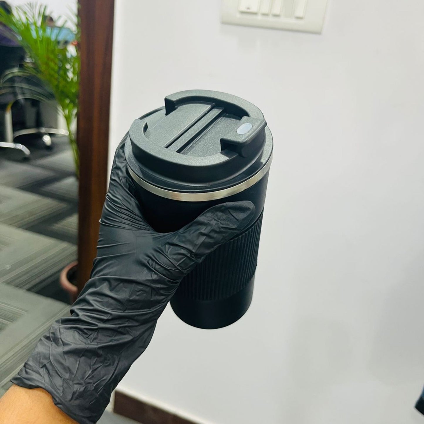 Verveet Rubber Coated Coffee Tumbler 500ml | Insulated Travel Mug with Lid & Grip Sleeve (Customizable)