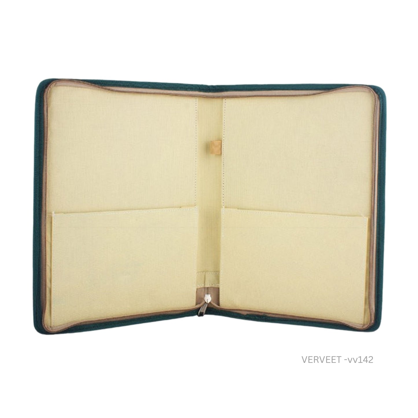 Jute office file folder with zip closure, eco-friendly document organizer for corporate use and gifting