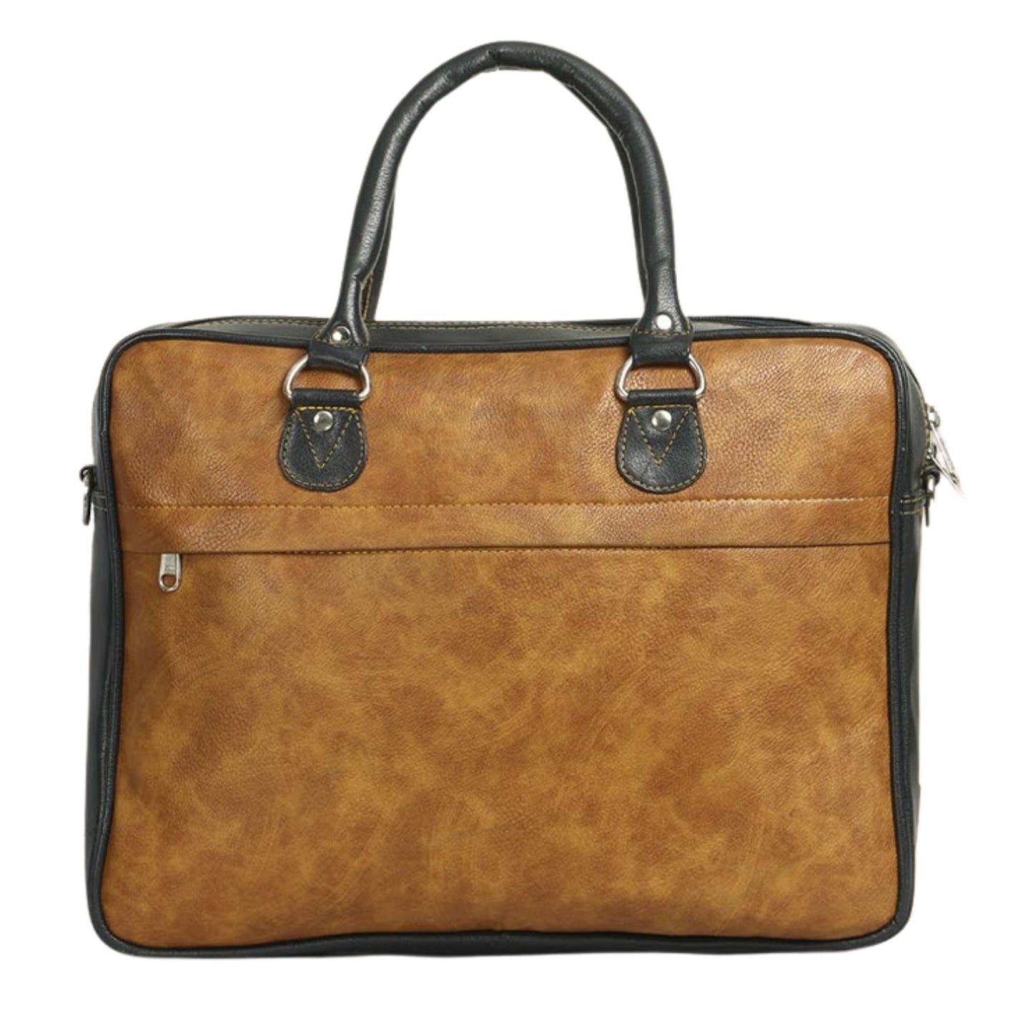 Premium Two-Tone Leatherette Laptop Bag for Men | Stylish Office Briefcase with Top Handle & Shoulder Strap | Business Travel Work Bag
