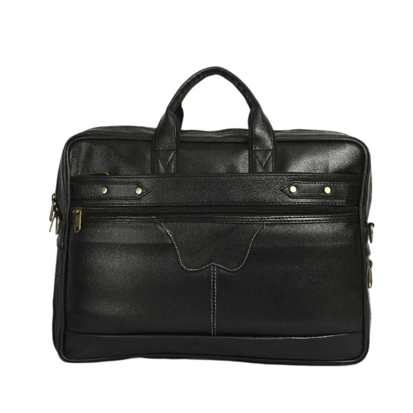 Premium Black Leather Laptop Bag for Men | Office & Business Briefcase | Professional Messenger Laptop Bag with Shoulder Strap