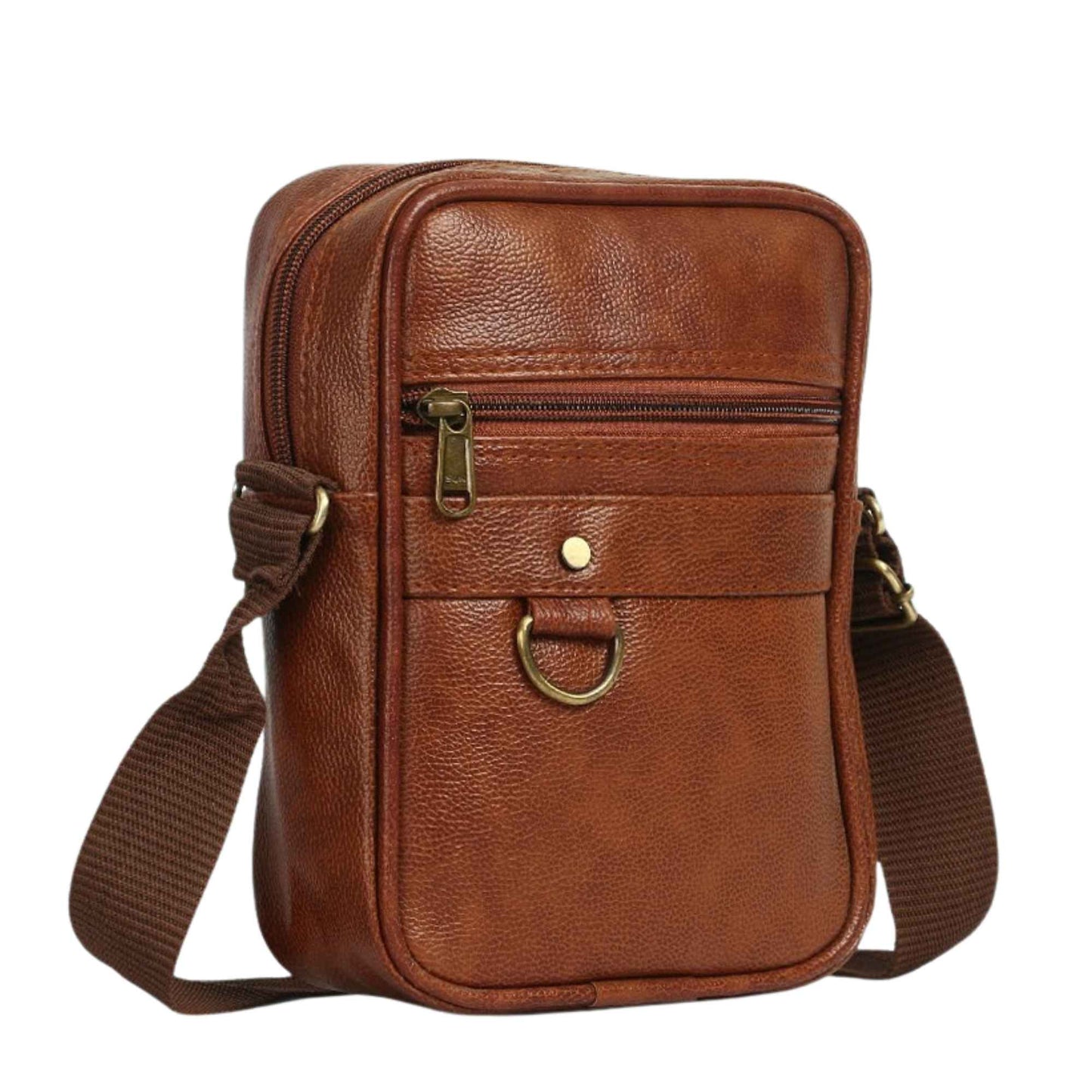 Premium Brown Leather Sling Bag for Men | Compact Crossbody Travel & Daily Utility Bag with Adjustable Strap
