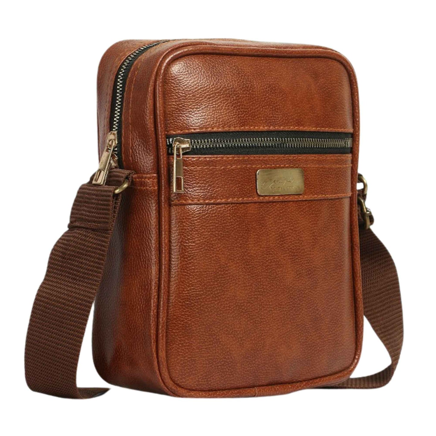 Premium Leather Sling Bag for Men | Stylish Crossbody Shoulder Bag with Adjustable Strap & Secure Zip Pockets