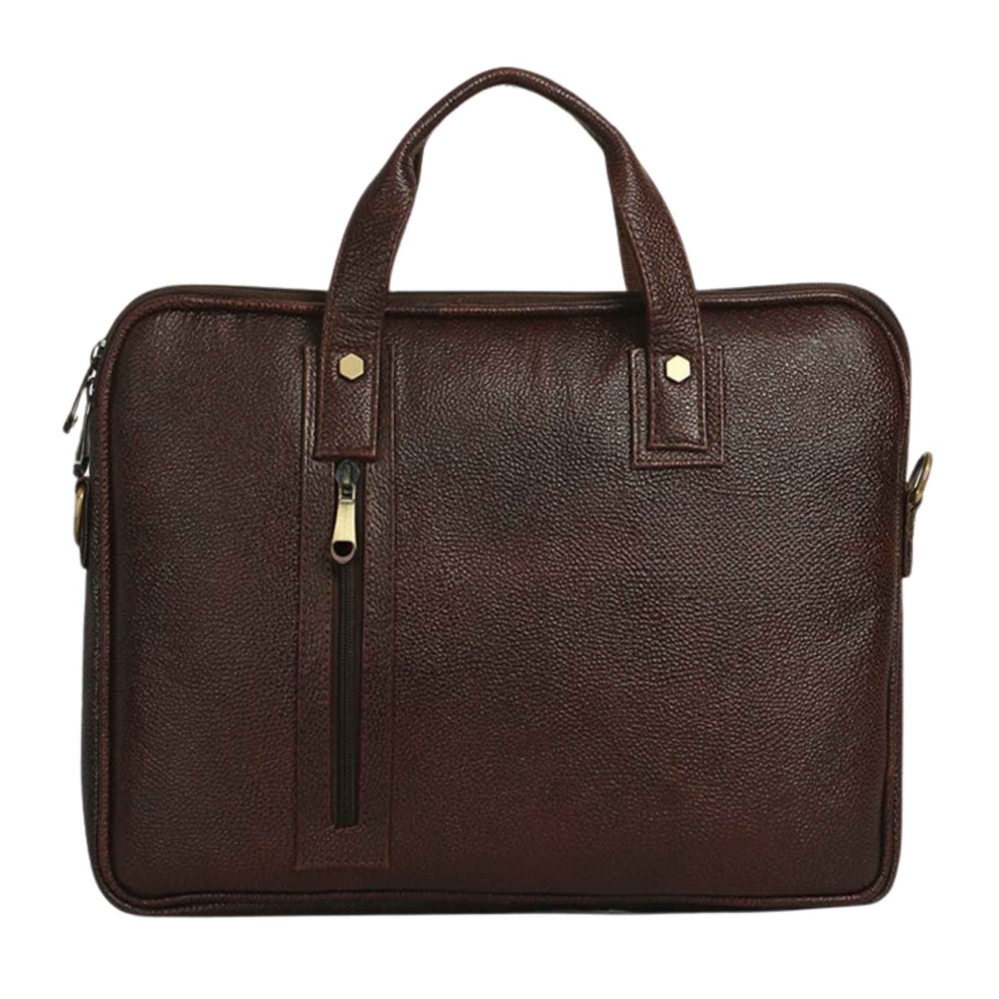 Premium Brown Leather Laptop Office Bag for Men | Professional Business Briefcase with Shoulder Strap & Multiple Compartments