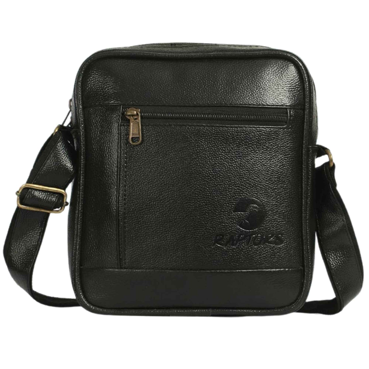 Premium Black Leather Sling Bag for Men | Compact Crossbody Messenger Bag with Adjustable Strap | Daily Office & Travel Use