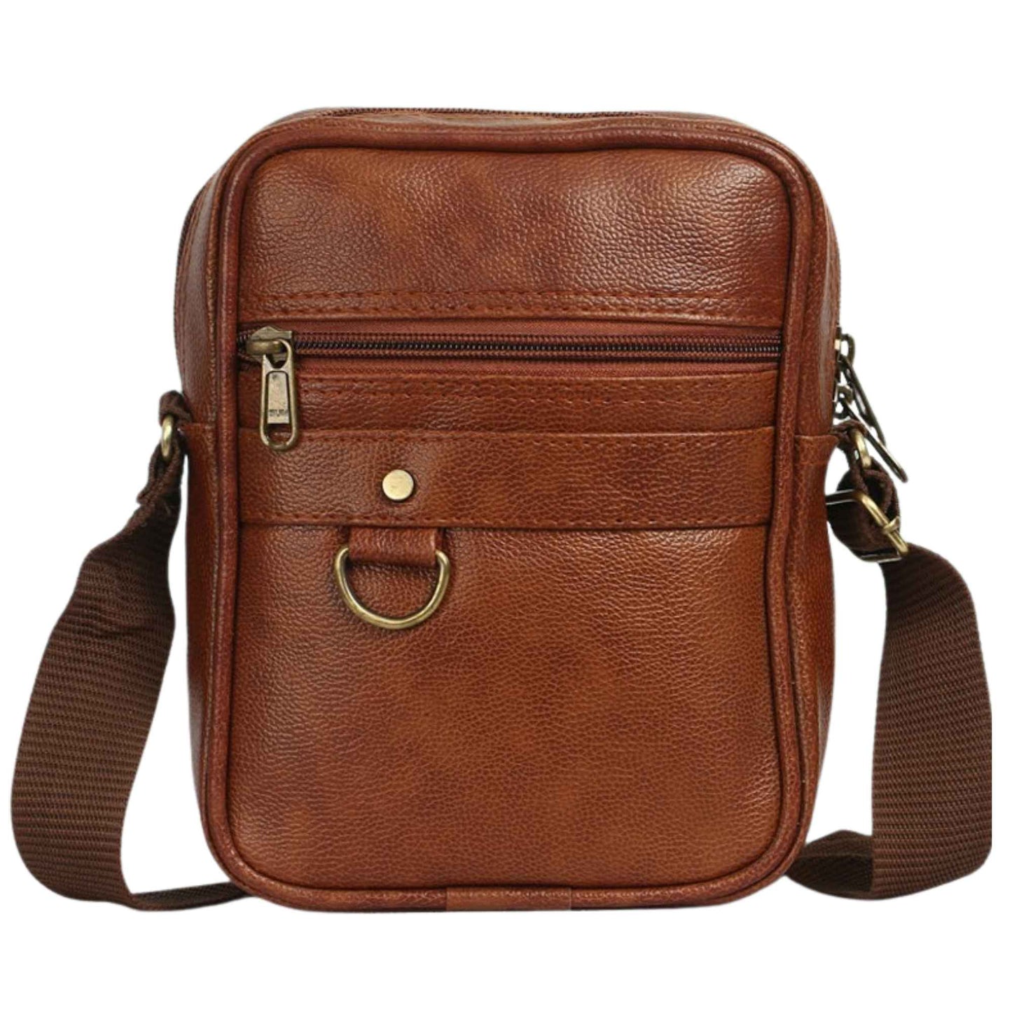 Premium Brown Leather Sling Bag for Men | Compact Crossbody Travel & Daily Utility Bag with Adjustable Strap