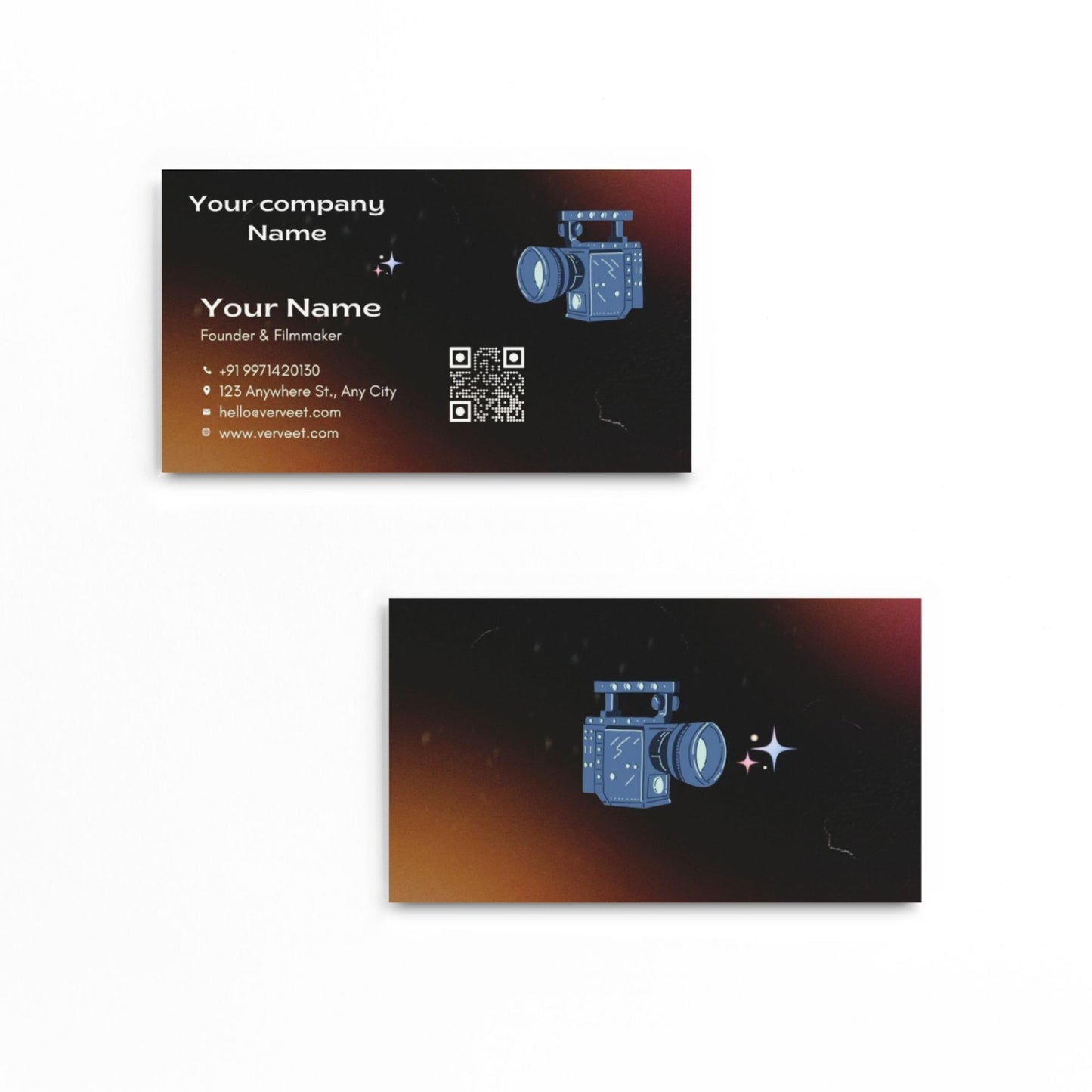 Minimal Velvet Paper Visiting Card for Filmmakers & Directors – Square Corner
