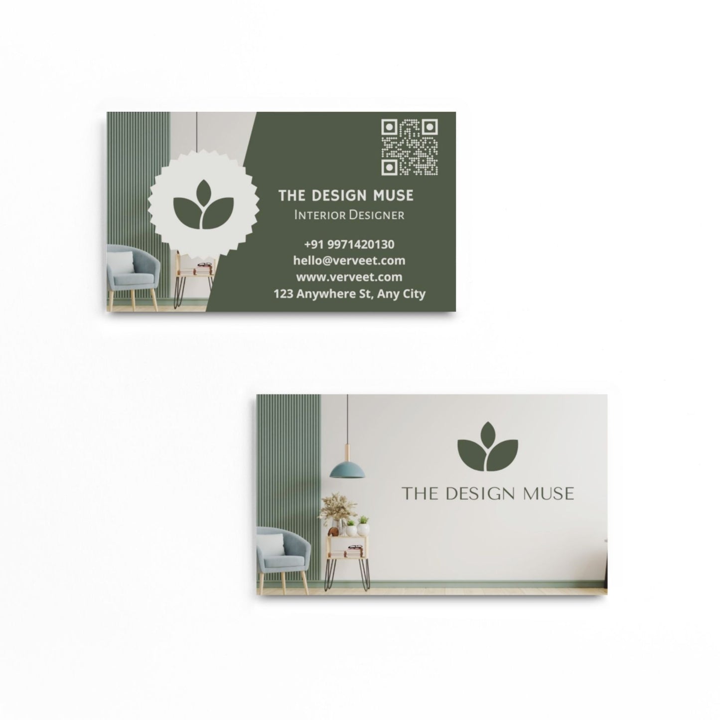 Minimal Velvet Paper Visiting Card for Interior Designers – Square Corner