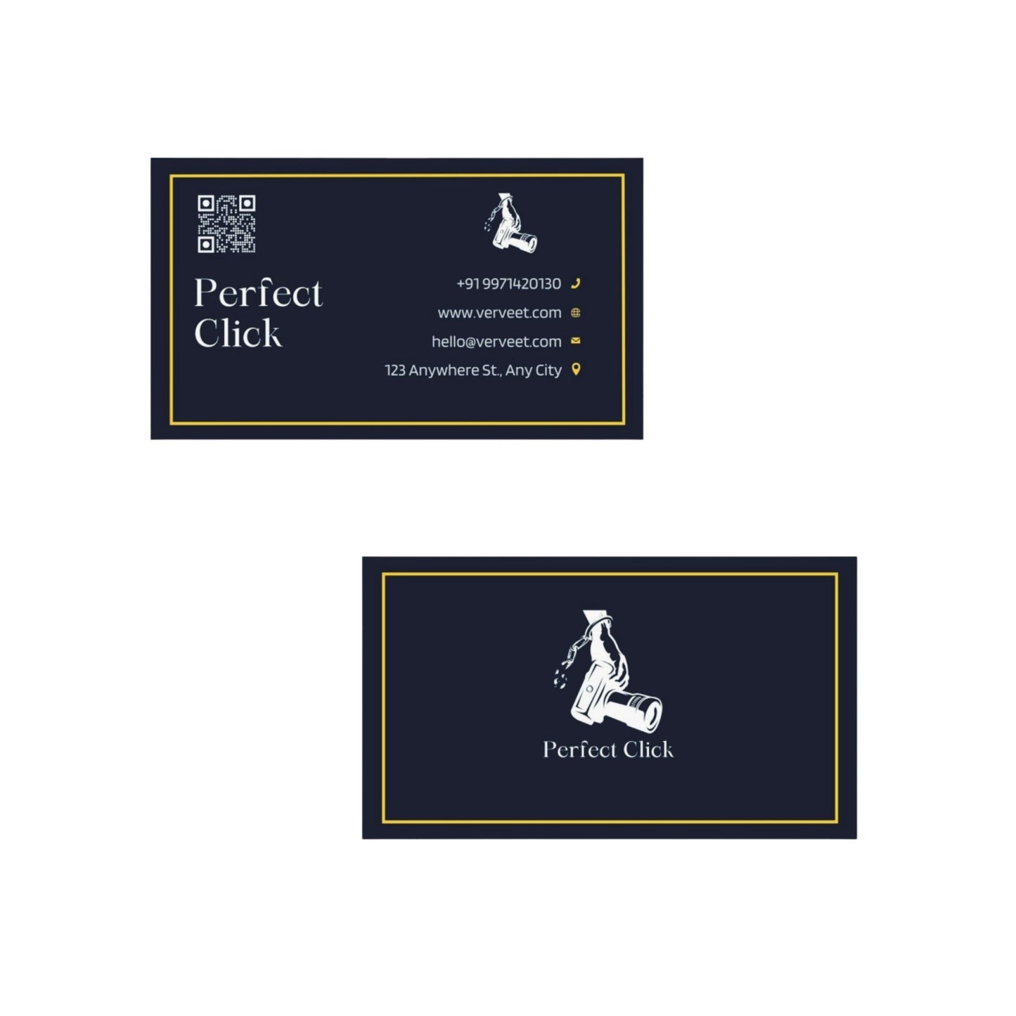 Minimal Velvet Paper Visiting Card for Photographers – Square Corner