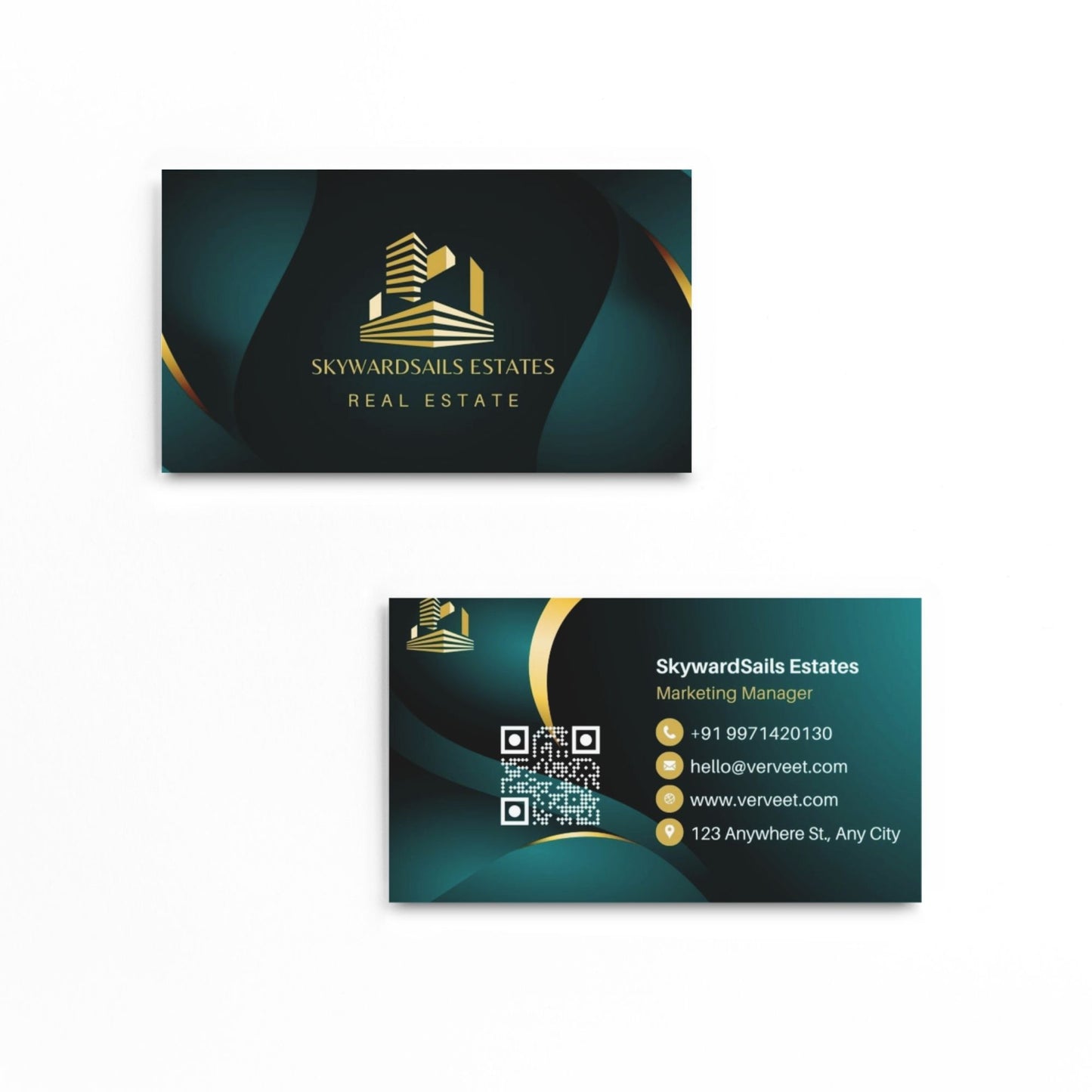 Minimal Velvet Paper Visiting Card for Real Estate Agents – Square Corner