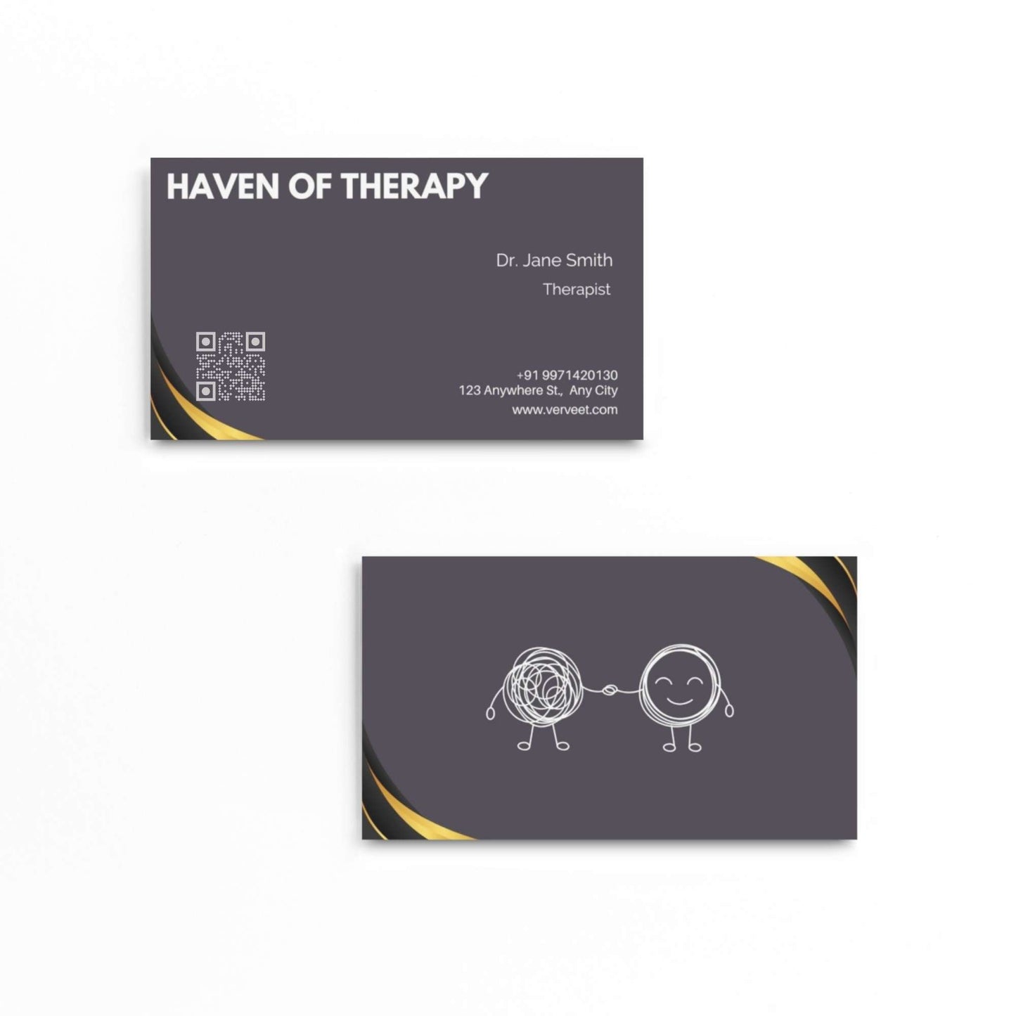Minimal Velvet Paper Visiting Card for Therapists – Square Corner