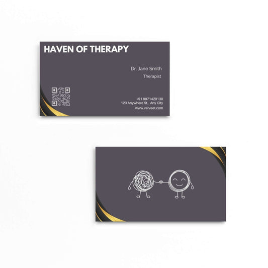 Minimal Velvet Paper Visiting Card for Therapists – Square Corner