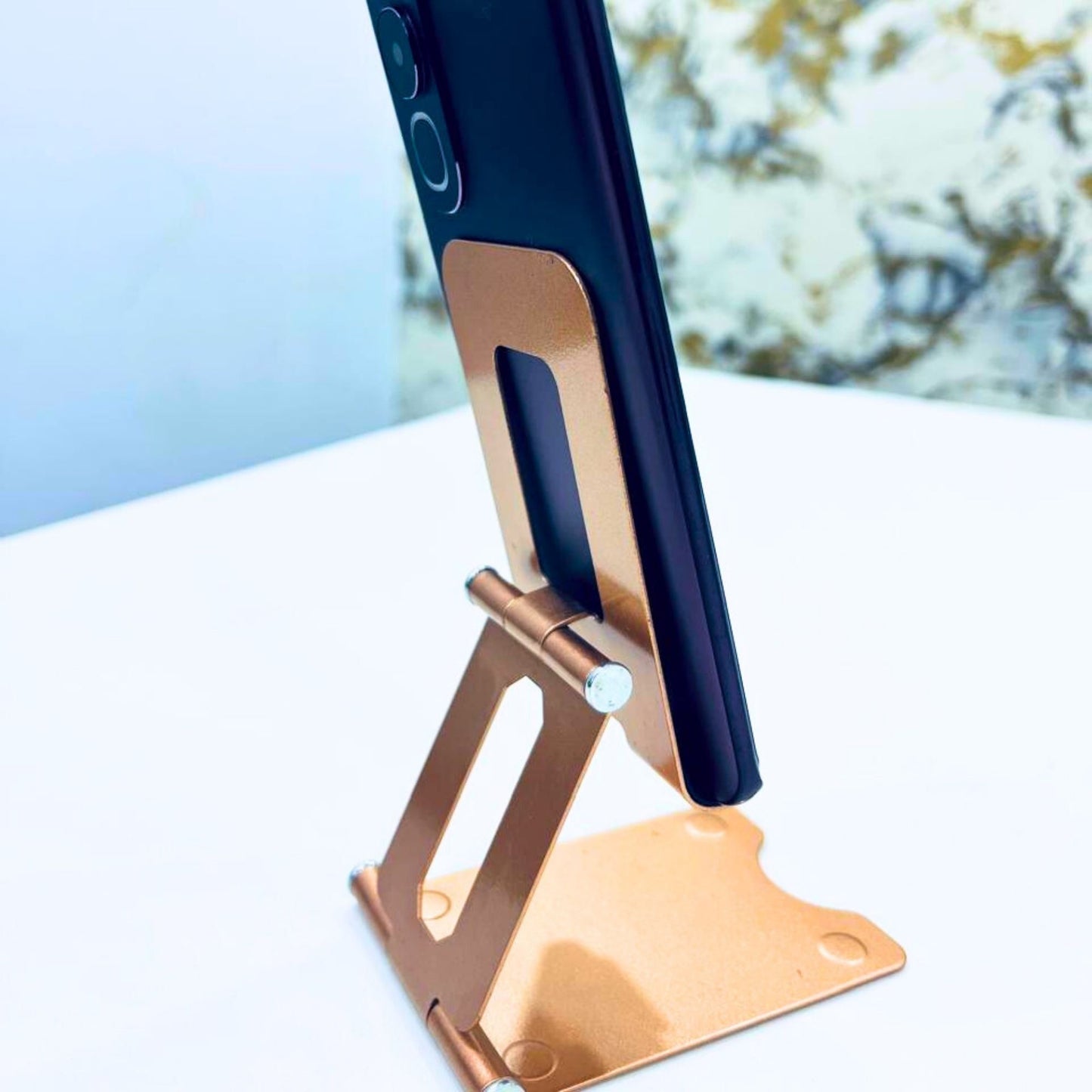 Premium Metal Mobile Stand for Desk | Foldable Adjustable Phone Holder for Office & Home