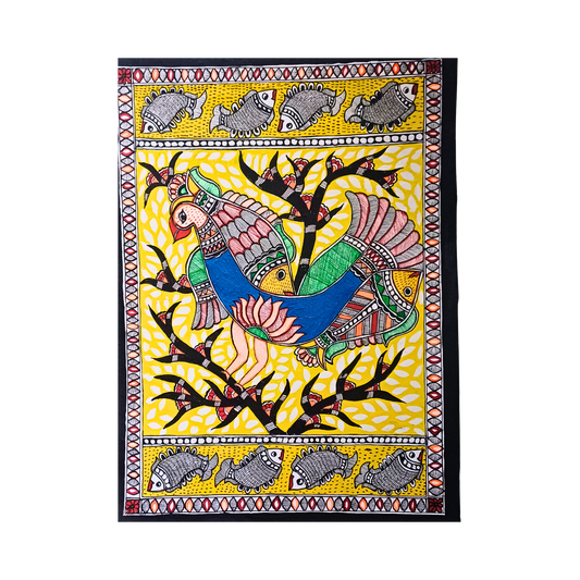Mor Mache – Handmade Madhubani Mithila Painting | Framed Wall Art for Home & Office Decor