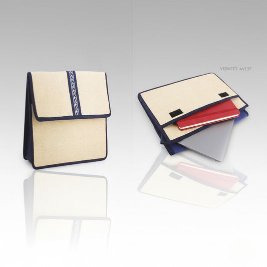 Eco-Friendly Jute Laptop Sleeve with Flap Closure | Handmade Sustainable Office & Corporate Gift Bag