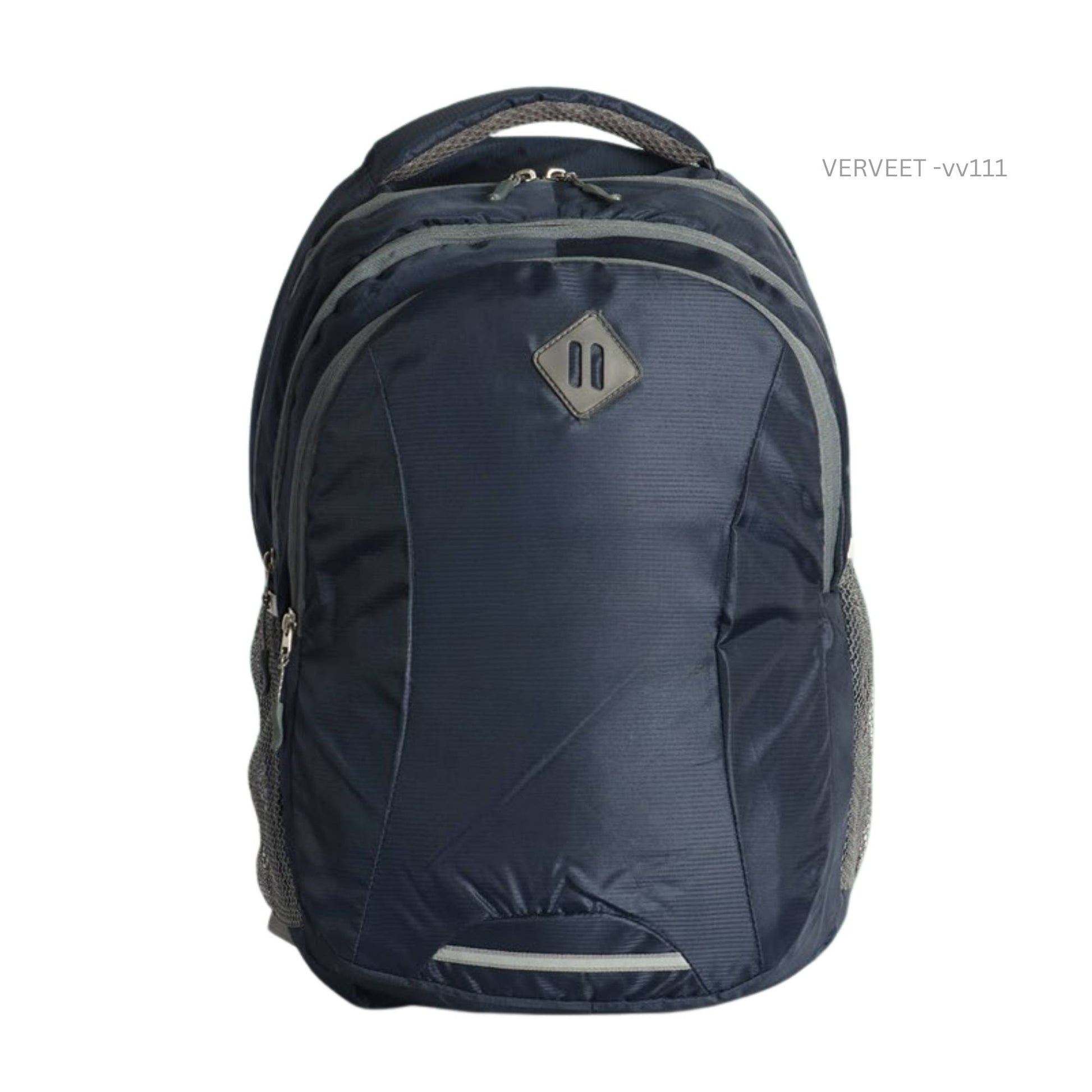 Navy blue laptop backpack for office use with organized compartments for work essentials