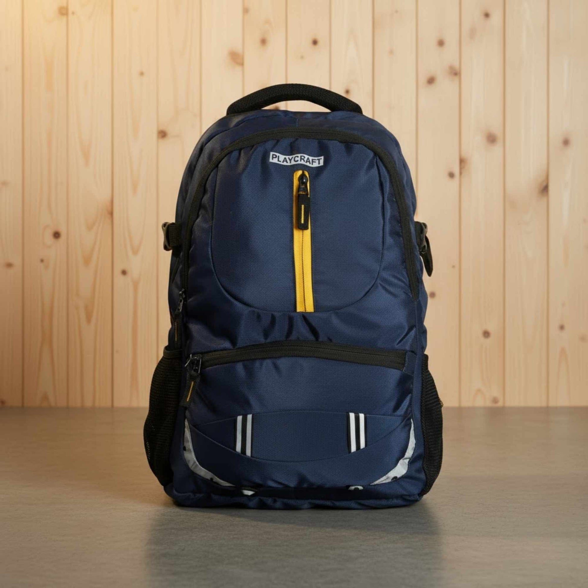 Navy and yellow laptop bag in India with organized compartments for office, travel, and daily business use