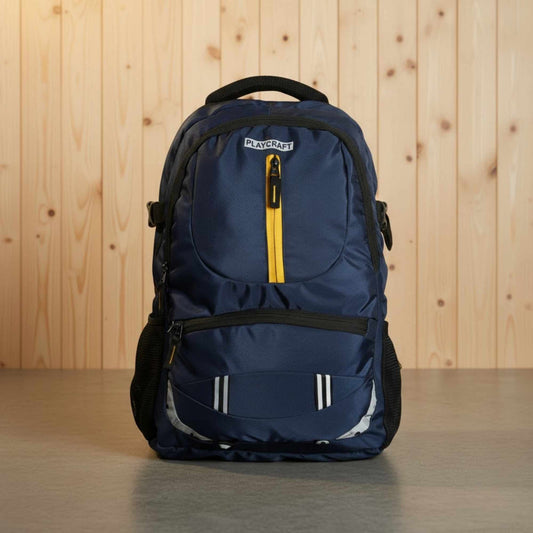 Navy and yellow laptop bag in India with organized compartments for office, travel, and daily business use