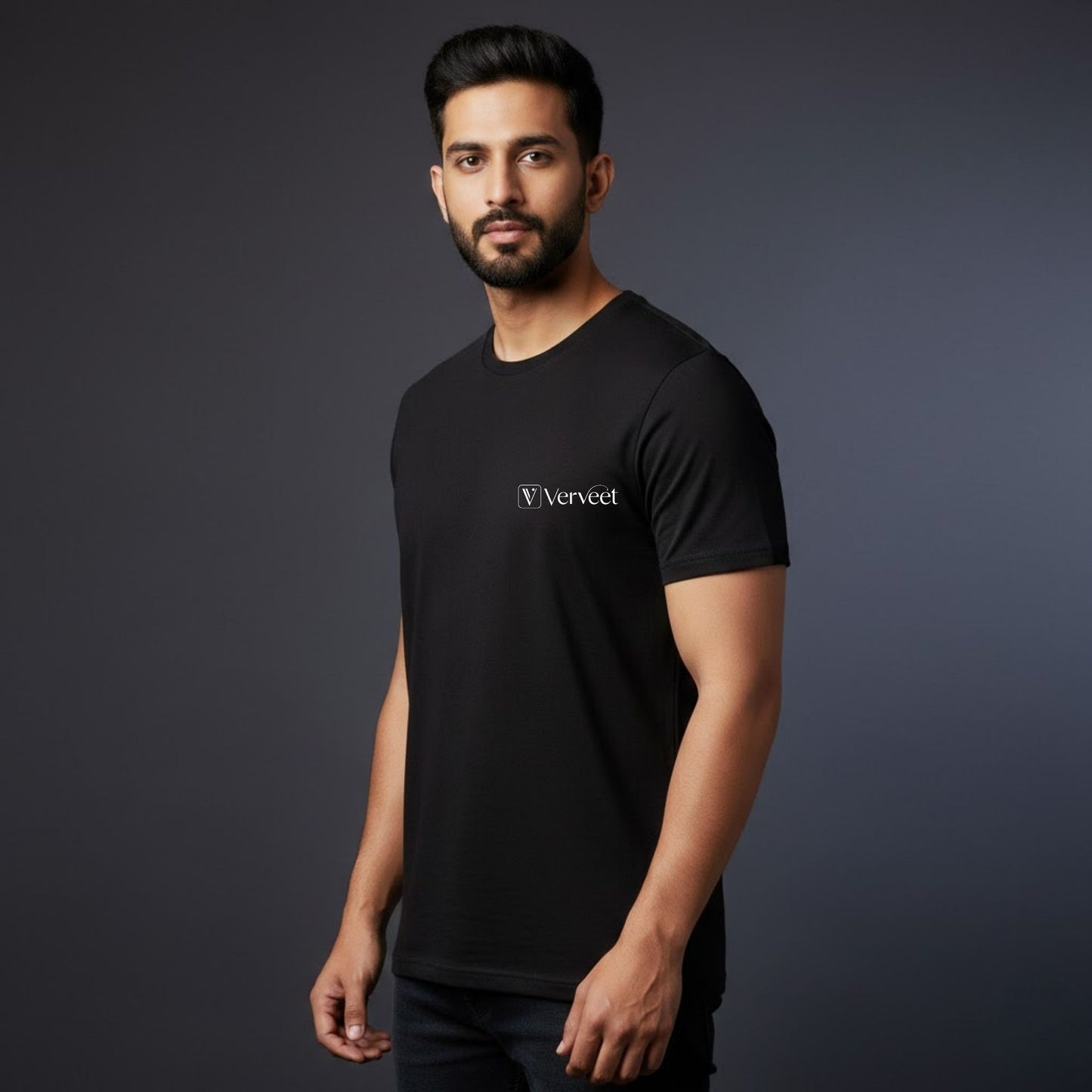 Nirmal dot-net round neck T-shirt 180 GSM fabric, breathable corporate promotional T-shirt for events, uniforms, and branding