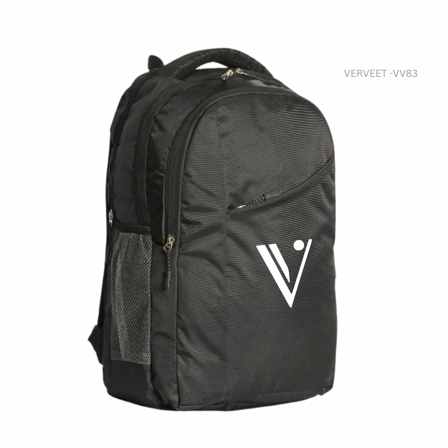 Sleek Black Laptop Backpack with Diagonal Front Zip | Corporate, Office & Daily Commute Use